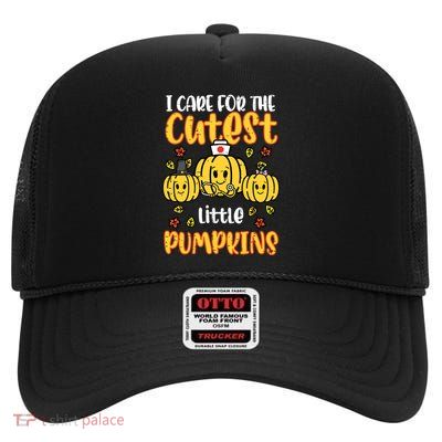Pumpkins Nurse Halloween Scrub Top Fall Thanksgiving Women High Crown Mesh Back Trucker Hat
