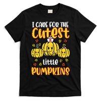 Pumpkins Nurse Halloween Scrub Top Fall Thanksgiving Women T-Shirt