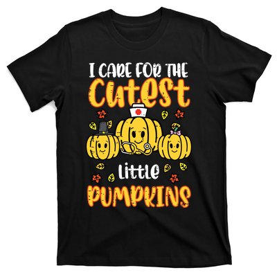 Pumpkins Nurse Halloween Scrub Top Fall Thanksgiving Women T-Shirt