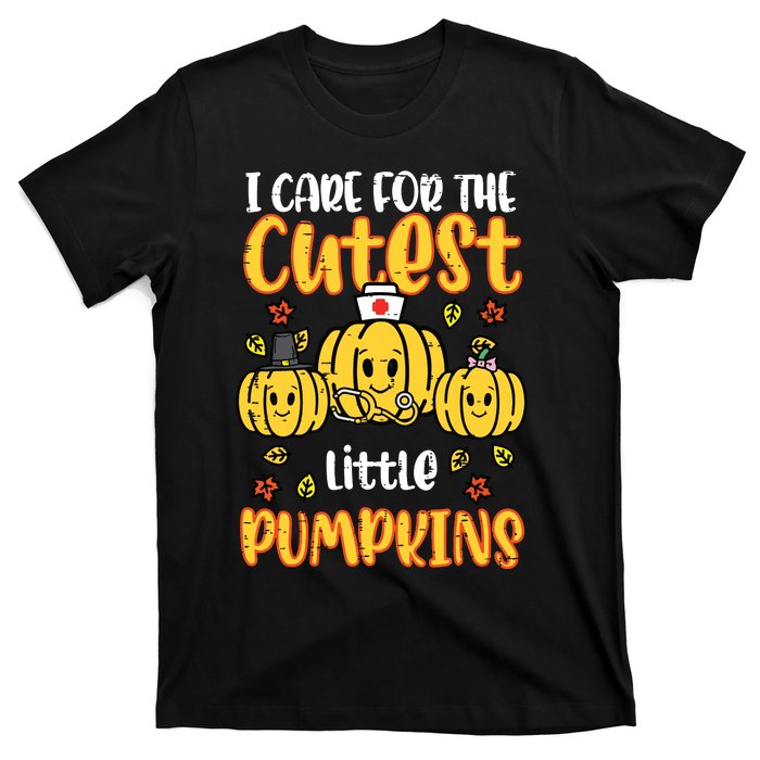 Pumpkins Nurse Halloween Scrub Top Fall Thanksgiving Women T-Shirt