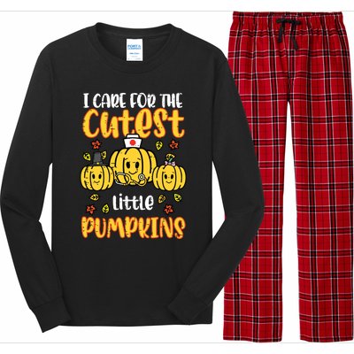 Pumpkins Nurse Halloween Scrub Top Fall Thanksgiving Women Long Sleeve Pajama Set