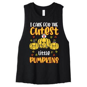 Pumpkins Nurse Halloween Scrub Top Fall Thanksgiving Women Women's Racerback Cropped Tank