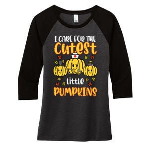 Pumpkins Nurse Halloween Scrub Top Fall Thanksgiving Women Women's Tri-Blend 3/4-Sleeve Raglan Shirt