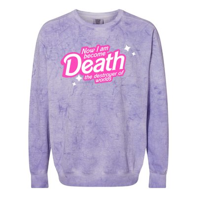 Pinkheimer Now I Am Become Death The Destroyer Of Worlds Colorblast Crewneck Sweatshirt