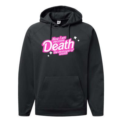 Pinkheimer Now I Am Become Death The Destroyer Of Worlds Performance Fleece Hoodie