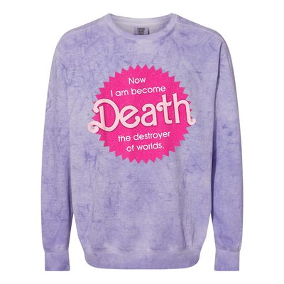 Pinkheimer Now I Am Become Death The Destroyer Of Worlds Colorblast Crewneck Sweatshirt