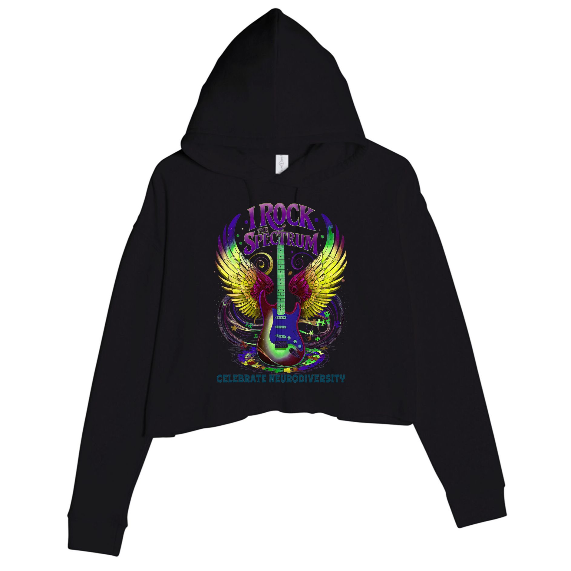 Proud Neurodiversity I ROCK THE SPECTRUM Autism Awareness Crop Fleece Hoodie