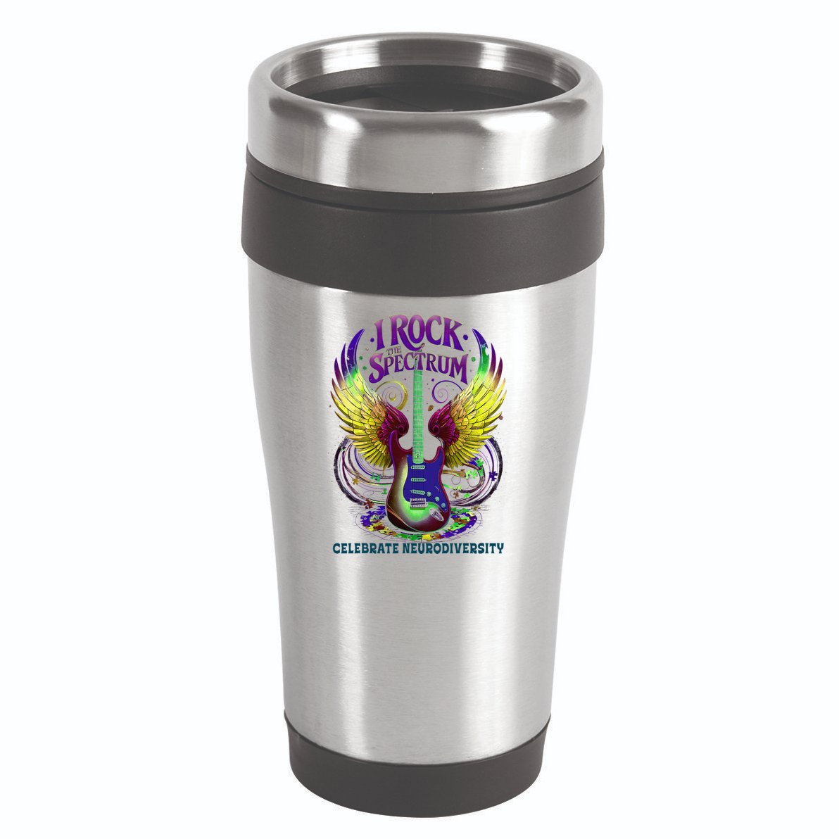 Proud Neurodiversity I ROCK THE SPECTRUM Autism Awareness 16oz Travel Tumbler