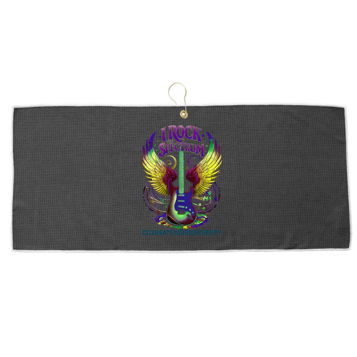 Proud Neurodiversity I ROCK THE SPECTRUM Autism Awareness Large Microfiber Waffle Golf Towel