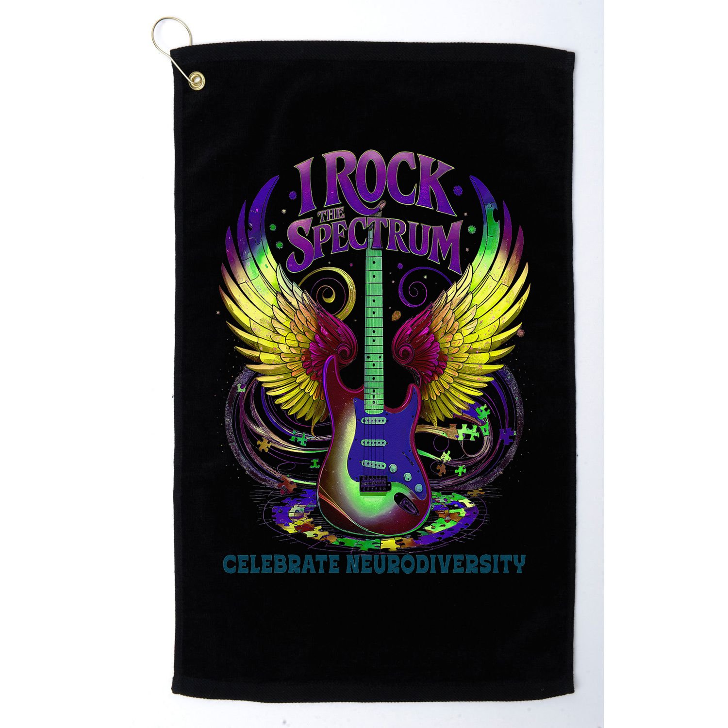 Proud Neurodiversity I ROCK THE SPECTRUM Autism Awareness Golf Towel
