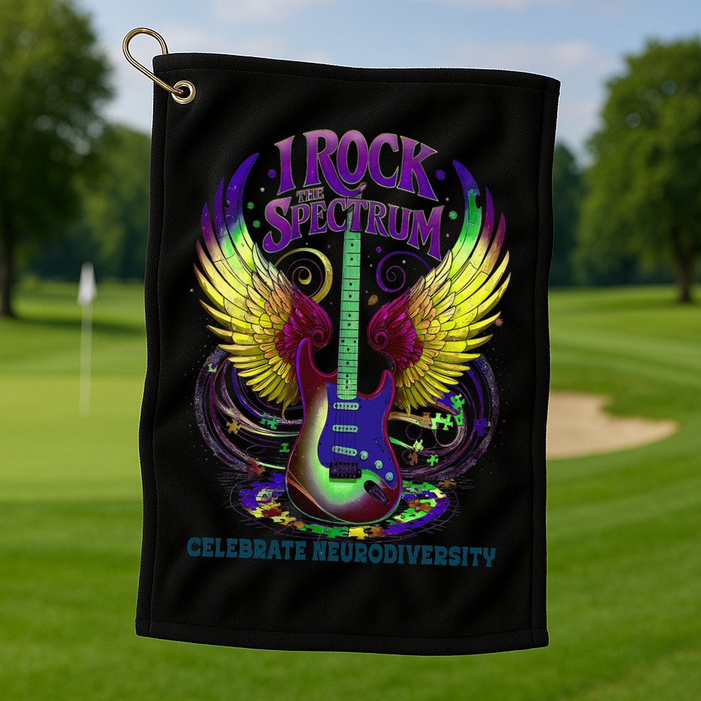 Proud Neurodiversity I ROCK THE SPECTRUM Autism Awareness Golf Towel