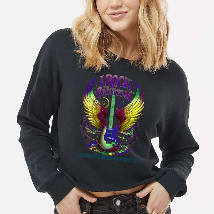 Proud Neurodiversity I ROCK THE SPECTRUM Autism Awareness Cropped Pullover Crew