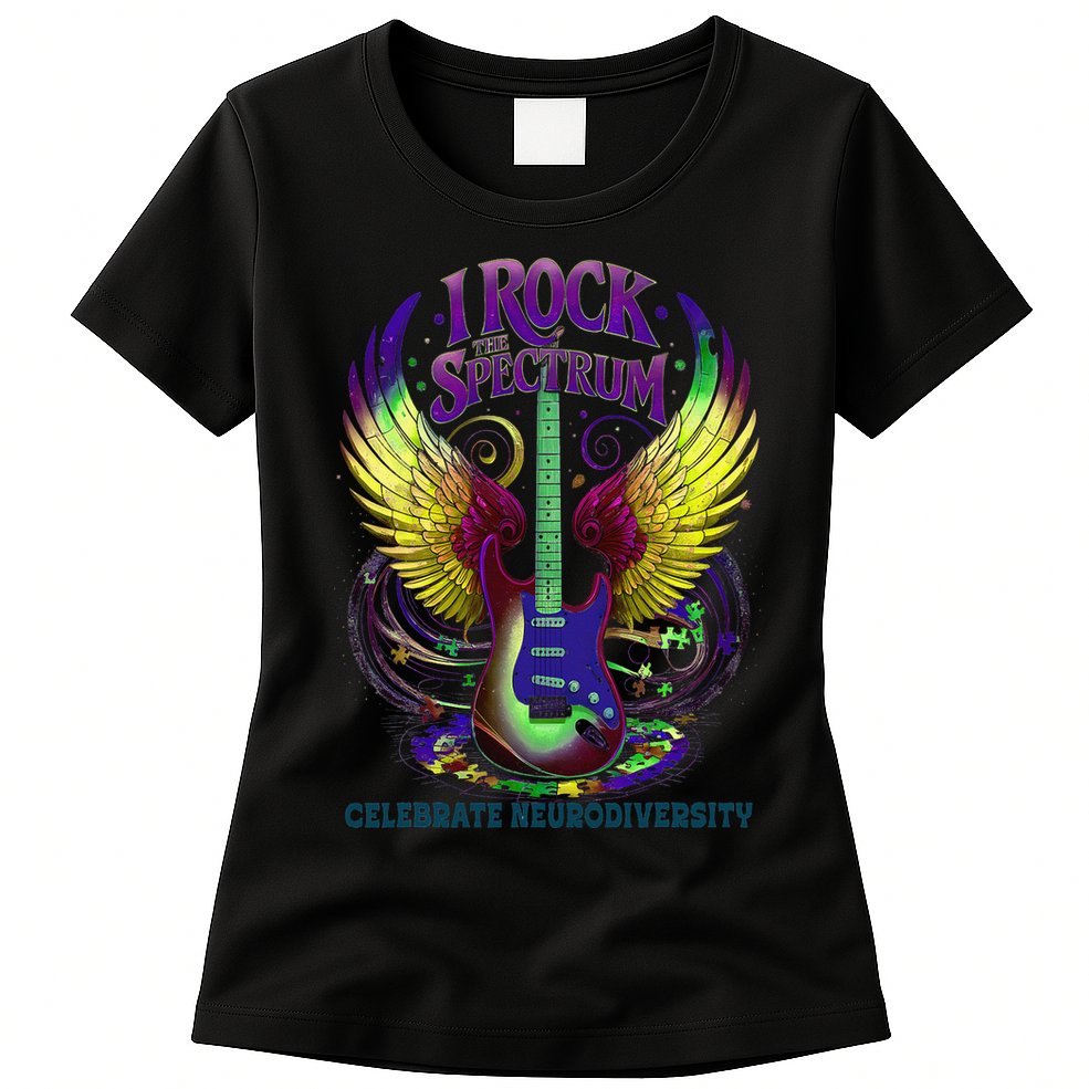 Proud Neurodiversity I ROCK THE SPECTRUM Autism Awareness Womens T-Shirt