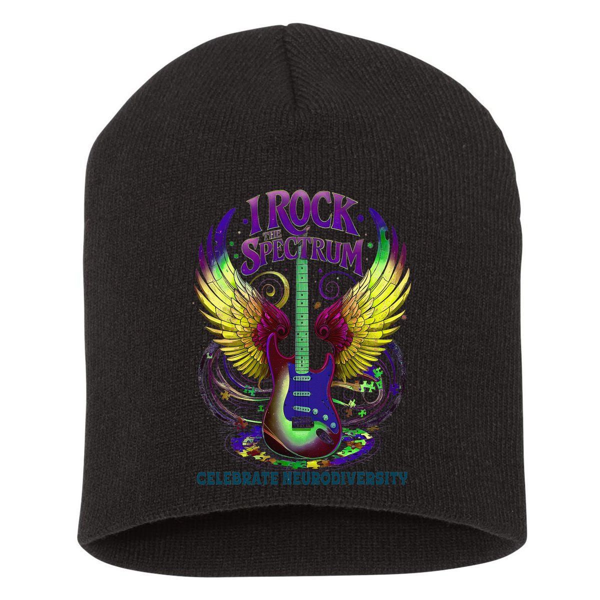 Proud Neurodiversity I ROCK THE SPECTRUM Autism Awareness Short Acrylic Beanie