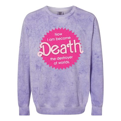 Pinkheimer Now I Am Become Death The Destroyer Of Worlds Colorblast Crewneck Sweatshirt