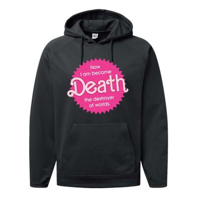 Pinkheimer Now I Am Become Death The Destroyer Of Worlds Performance Fleece Hoodie