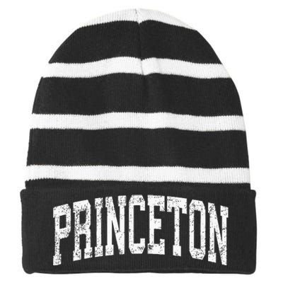 Princeton New Jersey NJ Vintage Athletic Sports Striped Beanie with Solid Band