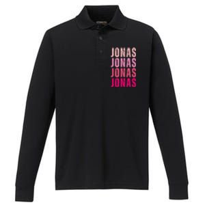 Personalized Name Jonas I Love Jonas Performance Long Sleeve Polo