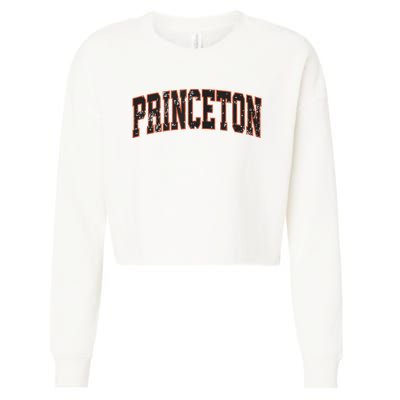 Princeton New Jersey Nj Vintage Athletic Sports Cropped Pullover Crew