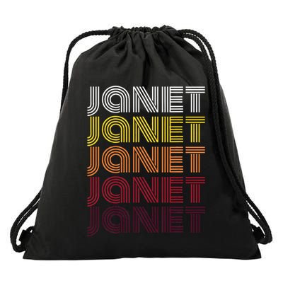 Personalized Name Janet Vintage Janet Drawstring Bag