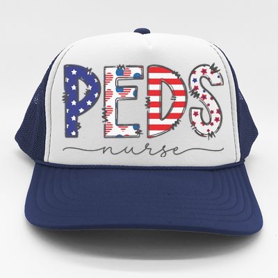 Peds Nurse July 4th Pediatric Nurse Happy Independence Day Trucker Hat