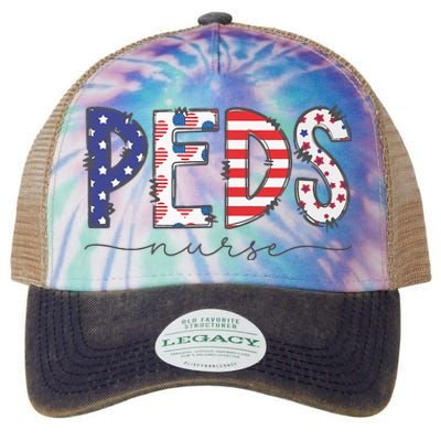 Peds Nurse July 4th Pediatric Nurse Happy Independence Day Legacy Tie Dye Trucker Hat