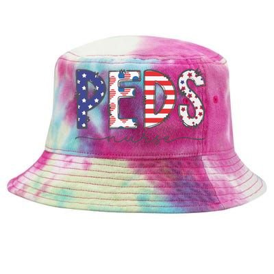 Peds Nurse July 4th Pediatric Nurse Happy Independence Day Tie-Dyed Bucket Hat