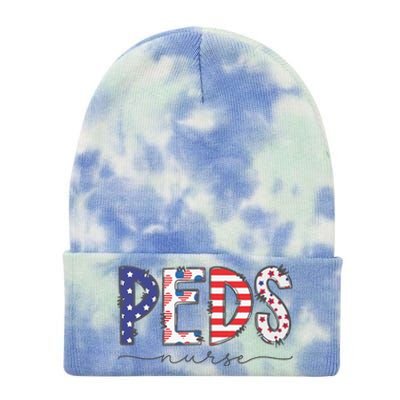 Peds Nurse July 4th Pediatric Nurse Happy Independence Day Tie Dye 12in Knit Beanie