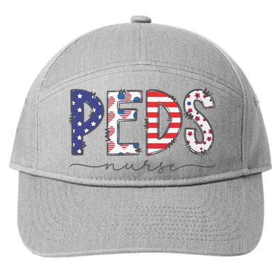 Peds Nurse July 4th Pediatric Nurse Happy Independence Day 7-Panel Snapback Hat