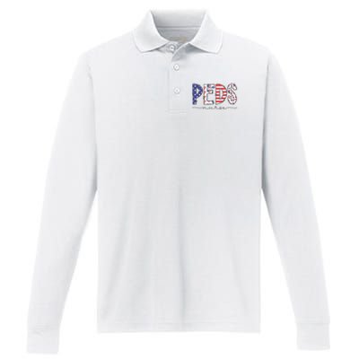 Peds Nurse July 4th Pediatric Nurse Happy Independence Day Performance Long Sleeve Polo