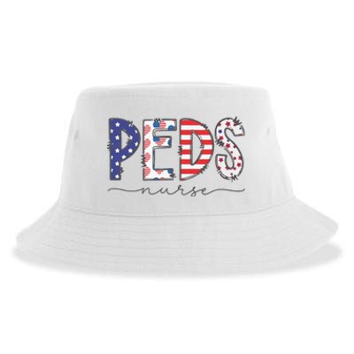 Peds Nurse July 4th Pediatric Nurse Happy Independence Day Sustainable Bucket Hat