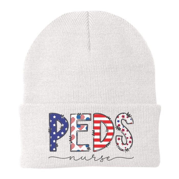 Peds Nurse July 4th Pediatric Nurse Happy Independence Day Knit Cap Winter Beanie