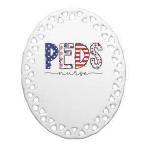 Peds Nurse July 4th Pediatric Nurse Happy Independence Day Ceramic Oval Ornament