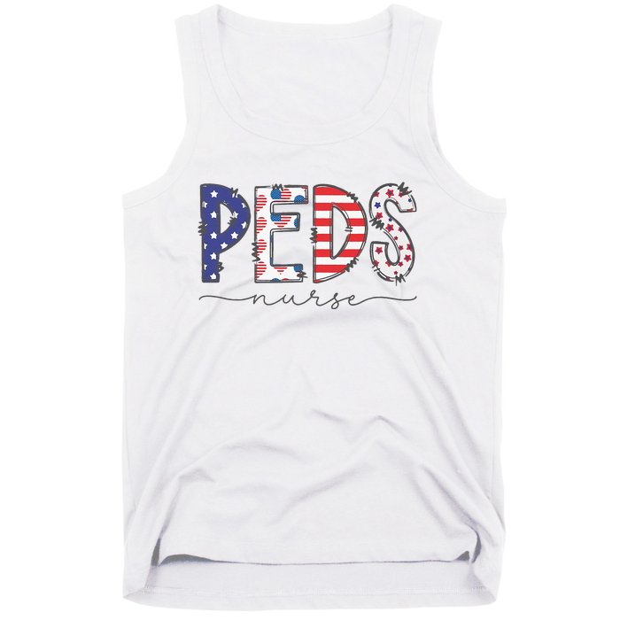 Peds Nurse July 4th Pediatric Nurse Happy Independence Day Tank Top