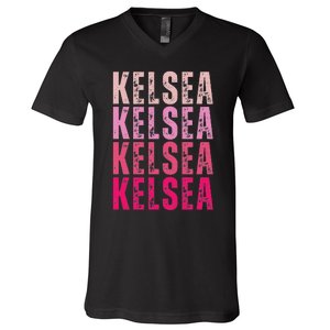 Personalized Name K.E.L.S.E.A V-Neck T-Shirt