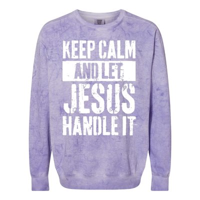 Personalized Name Keep Calm And Let Jesus Handle it Colorblast Crewneck Sweatshirt