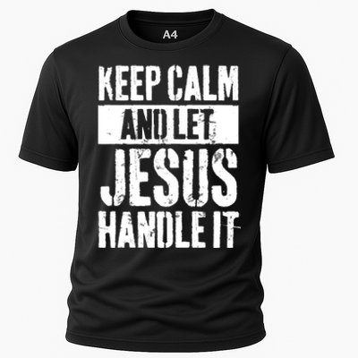 Personalized Name Keep Calm And Let Jesus Handle it Cooling Performance Crew T-Shirt