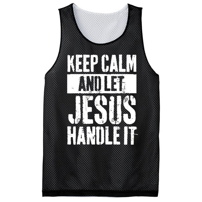 Personalized Name Keep Calm And Let Jesus Handle it Mesh Reversible Basketball Jersey Tank