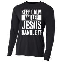 Personalized Name Keep Calm And Let Jesus Handle it Cooling Performance Long Sleeve Crew