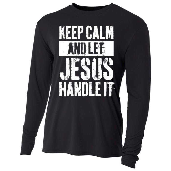 Personalized Name Keep Calm And Let Jesus Handle it Cooling Performance Long Sleeve Crew