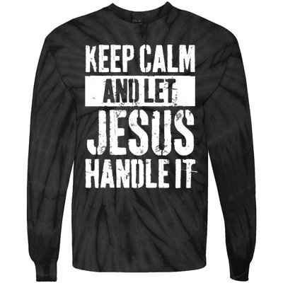 Personalized Name Keep Calm And Let Jesus Handle it Tie-Dye Long Sleeve Shirt