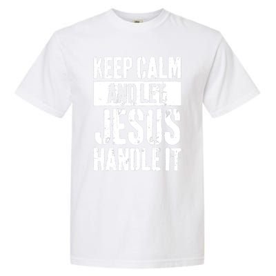 Personalized Name Keep Calm And Let Jesus Handle it Garment-Dyed Heavyweight T-Shirt