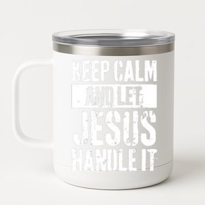 Personalized Name Keep Calm And Let Jesus Handle it 12 oz Stainless Steel Tumbler Cup