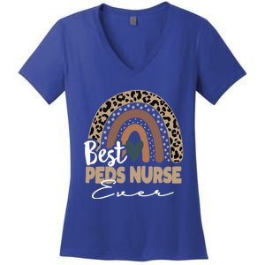 Peds Nurse Leopard Rainbow Pediatric Registered Nurse Prn Gift Women's V-Neck T-Shirt