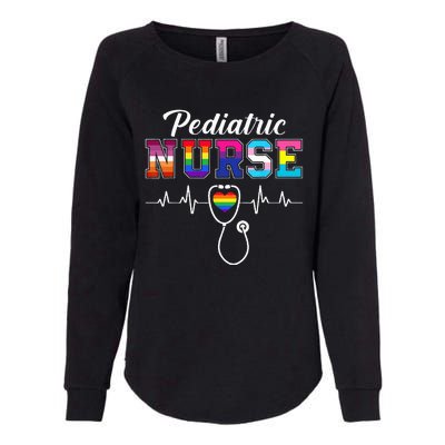 Pediatric Nurse LGBTQ Pride Rainbow Flag Registered Nurse RN Womens California Wash Sweatshirt