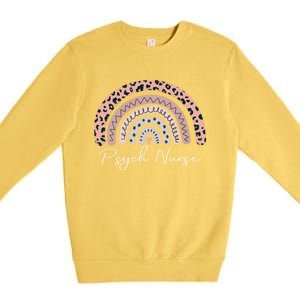 Psych Nurse Leopard Pattern Rainbow Gift Premium Crewneck Sweatshirt