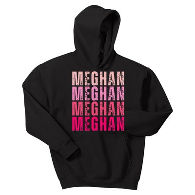 Personalized Name Meghan I Love Meghan Vintage 70S Kids Hoodie