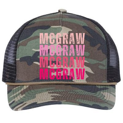 Personalized Name Mcgraw I Love Mcgraw Vintage Retro Rope Trucker Hat Cap