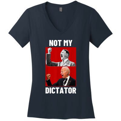 PedoHitler Not My Dictator Funny Joe Biden Women's V-Neck T-Shirt