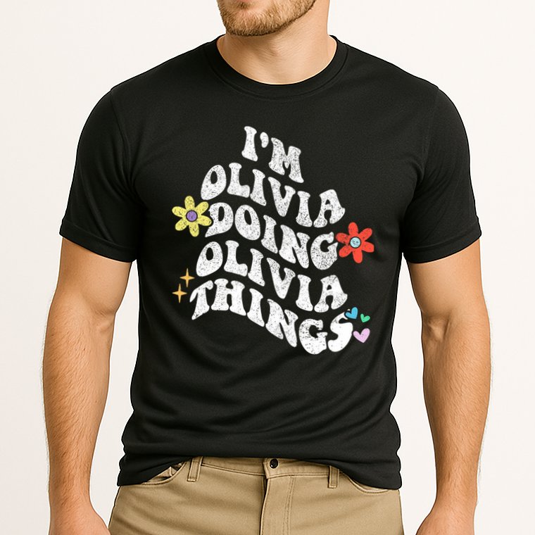 Personalized Name Mothers Day Outfit For Women Retro Groovy Im Olivia Doing Olivia Things Funny Moth Cooling Performance Crew T-Shirt